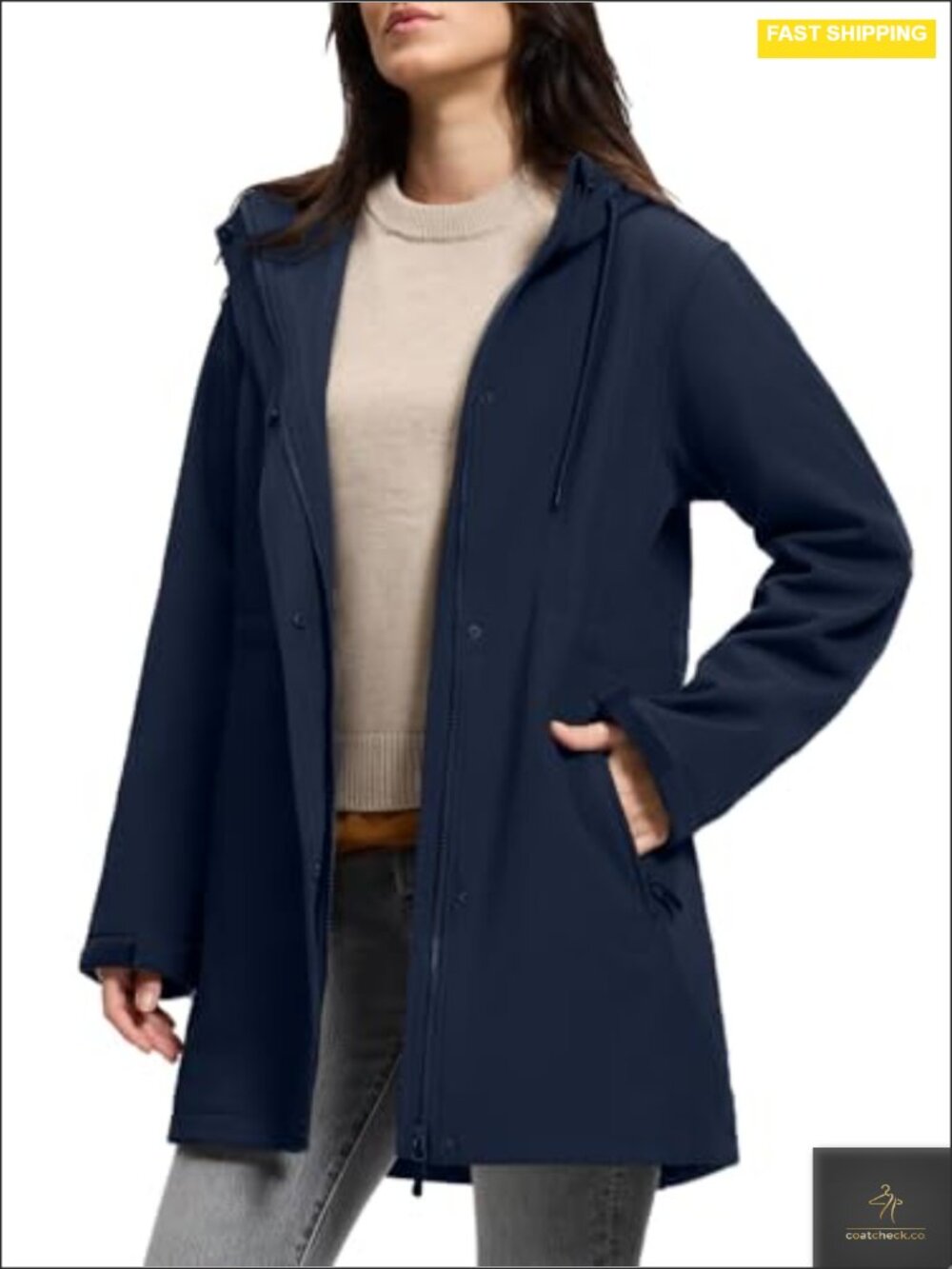 Women's Waterproof Insulated Shell Raincoat with Hood Fleece Lined